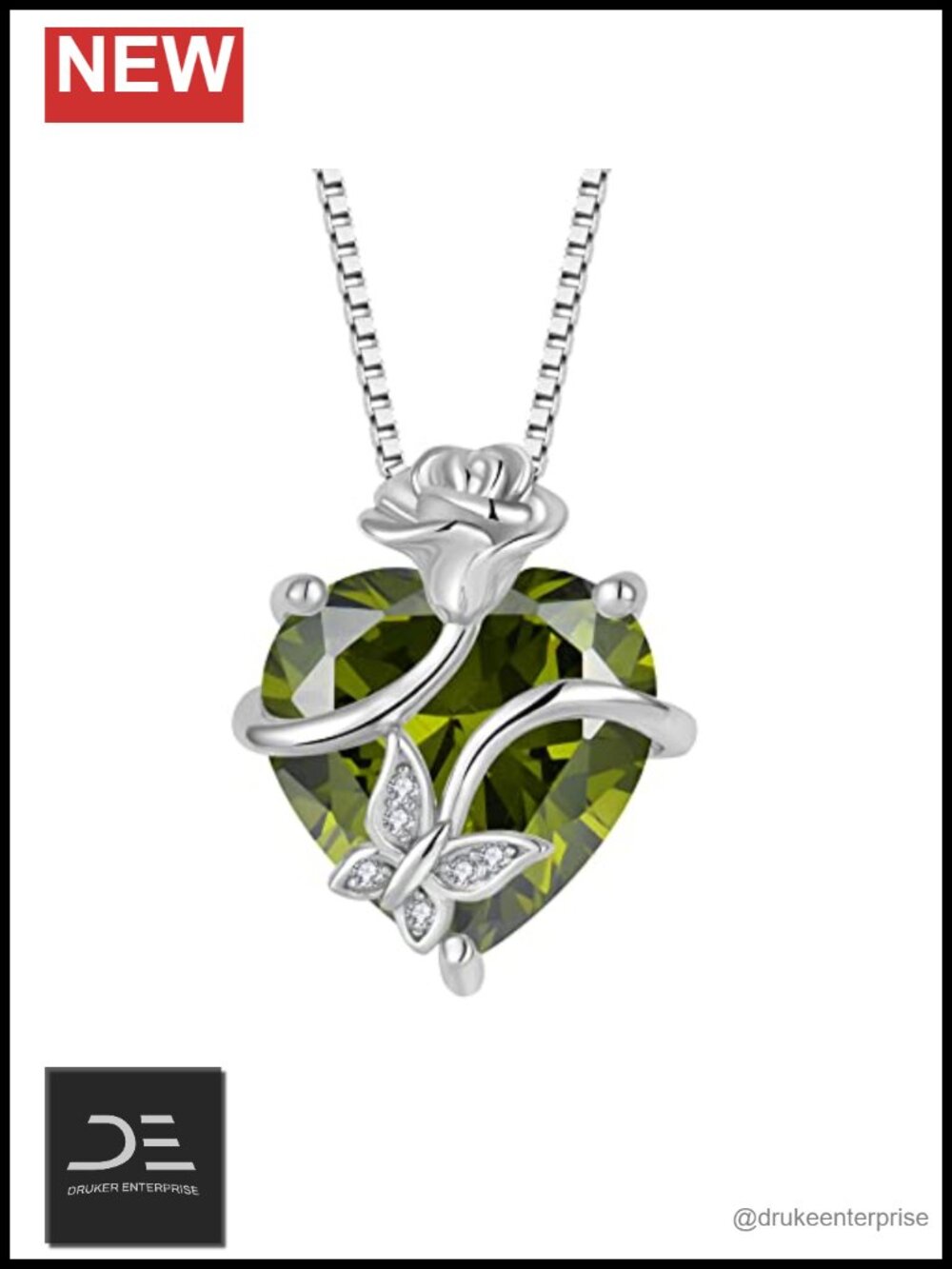 925 Sterling Silver Butterfly Birthstone Pendant Necklace for Women